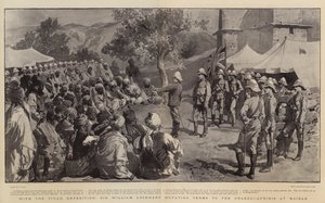 With the Tirah Expedition, Sir William Lockhart dictating Terms to the Orakzai-Afridis at Maidan